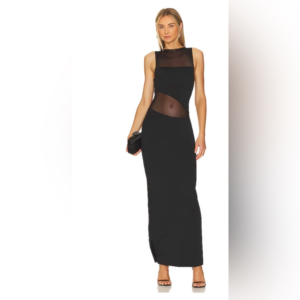 Superdown Black Sheer Panel Dress
